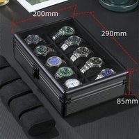 Boîte de rangement pour montres en alliage d'aluminium à 10 emplacements avec fenêtre en verre verrouillable pour montres de luxe pour hommes, vente en gros OEM