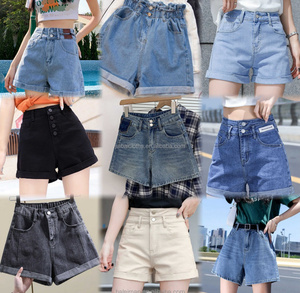 Shorts de Mezclilla Azules Casuales de Verano para <span class=keywords><strong>Mujer</strong></span>, Corte Recto, Cintura Alta, con Gran Elasticidad, Técnica Lavada, para Chicas de Talla Grande - Product Image 5