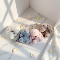 Porte-clés Lapin en Peluche à Longues Oreilles, Mignon et Doux, Mini Jouet Animal en Peluche 3D, Breloque de Sac Kawaii