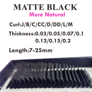 Extensions de cils en volume russe individuelles classiques en velours 0.03, noir mat foncé, en plateaux, avec logo personnalisé, vente en gros - Product Image 6