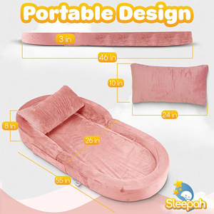 Colchón plegable de espuma viscoelástica para niños, 20 mm de grosor, tipo cuadrado grande, cama portátil para niños mayores de 4 años con bolsa de almacenamiento - Product Image 4