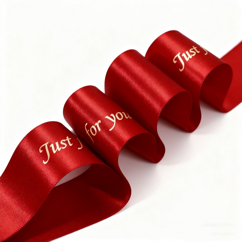 Designer Personalized Customization Glitter Satin Ribbon Roll 3D Embossed Logo Valentine's Day Gift Packaging Ribbon