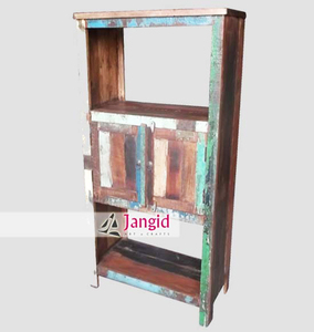 Estantería rústica vintage de madera recuperada, librero abierto, mueble artesanal indio, vitrina para sala de estar u hotel - Product Image 5