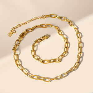 Collier chaîne à maillons unisexe punk en laiton plaqué or 18 carats pour soirée - Product Image 4