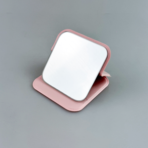 Nouvel Arrivage Mini Miroir Pliable Carré Miroir Cosmétique de Poche en Cuir PU Logo Personnalisé Portable Debout Voyage Design Compact 1X - Product Image 4
