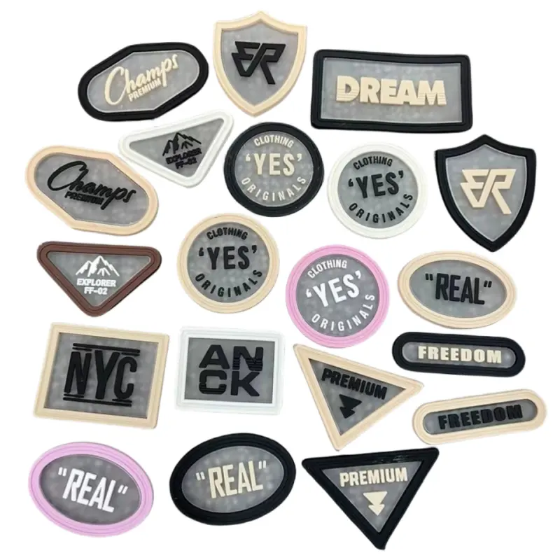 Flexible PVC TPU Custom Personalised Brand Name Badge Patches For Clothes Backpack