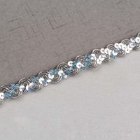 Bordure en dentelle tressée 15 mm pour vêtements de scène, costumes DIY, paillettes de couture, cordon en tissu à sequins dorés pour chapeau