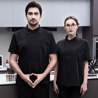 Custom Moderne Damesrestaurant Met Korte Mouwen Keuken Unisex Chef Witte Jassen Jas Uniform Rode Outfit Met Label