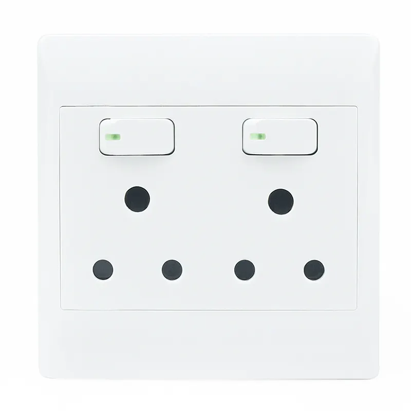 High quality South Africa certificates safety household 2 lever double 16a electrical wall switch sockets
