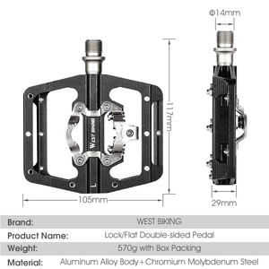 West Biking Selbstverriegelndes Fahrradpedal, Professionelles Pedal mit Gedichtetem Lager, Aluminium-Quto-Lock-Fahrradpedal für MTB - Product Image 2