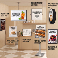 Boîte à lumière LED rectangulaire A3 en aluminium pour menu de table, rechargeable, double face, ultra-mince, haute luminosité, pour publicité et affichage d'images