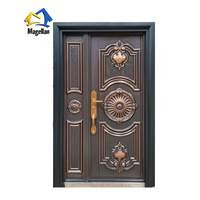 Prix compétitif Porte de sécurité en acier Porte d'entrée principale Design extérieur Double porte moulée de luxe de dernière génération