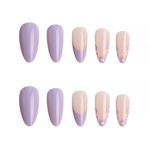 Faux ongles longs amande <span class=keywords><strong>couleur</strong></span> nude <span class=keywords><strong>violet</strong></span> <span class=keywords><strong>pastel</strong></span>, design brillant, <span class=keywords><strong>couleur</strong></span> unie, élégants, réutilisables, à presser, pour femmes, usage quotidien - Product Image 2