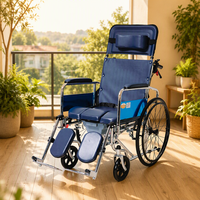 Fauteuil roulant inclinable en acier chromé avec siège ergonomique en U, roues en PU, accoudoirs amovibles, repose-pieds relevables et freins à main