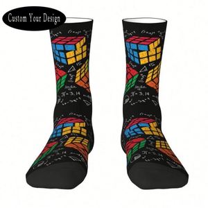 Calcetines Personalizados Antibacterianos con Diseño de Cubo de <span class=keywords><strong>Rubik</strong></span>, Calcetines Unisex con Patrón de Letras, Servicio ODM, Regalo Divertido para Profesores - Product Image 1