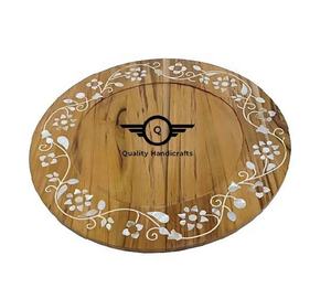Venta al por mayor calidad artesanías madre perla incrustaciones madera MDF Bandejas para servir cocina hoteles y restaurantes para hogares en la India - Product Image 1