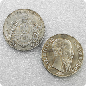 Monete Commemorative in Stile Antico del Messico 1866, 1867, 20, 50 Centavos, 1 Peso - Maximiliano I, Regali, Decorazione per la Casa - Product Image 1