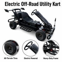 Go Kart Eléctrico Todoterreno en Oferta, Buggy UTV de 4 Ruedas con Luces LED Rojas, Barra Antivuelco, Neumáticos Grandes, Asiento Individual, para Adultos, Deportivo