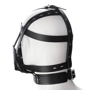 Arnés de Cuero Negro <span class=keywords><strong>para</strong></span> la Cabeza con <span class=keywords><strong>Bozal</strong></span> de Cuero y Bola de Mordida, Juguetes Sexuales de Bondage SM BDSM - Product Image 3
