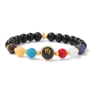 Pulsera Minimalista de Piedras Curativas, Chapada en Oro de 18K, con Dije de los 12 Signos del Zodiaco, Regalo de Cumpleaños para Hombres y Mujeres - Product Image 3
