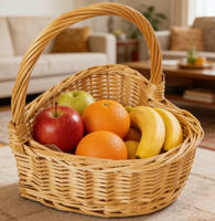 Panier de rangement tressé HN avec poignée, écologique, fait main, moderne, multifonctionnel, panier de demoiselle d'honneur en osier et rotin