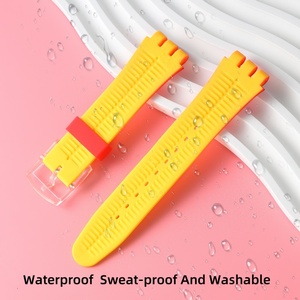 Gradient Màu Silicone Dây Đeo Đồng Hồ Cho <span class=keywords><strong>Swatch</strong></span> Ba-Prong Loạt Dây Đeo Với Nhựa Clasp 19Mm Không Thấm Nước Thể Thao Watchbands - Product Image 5