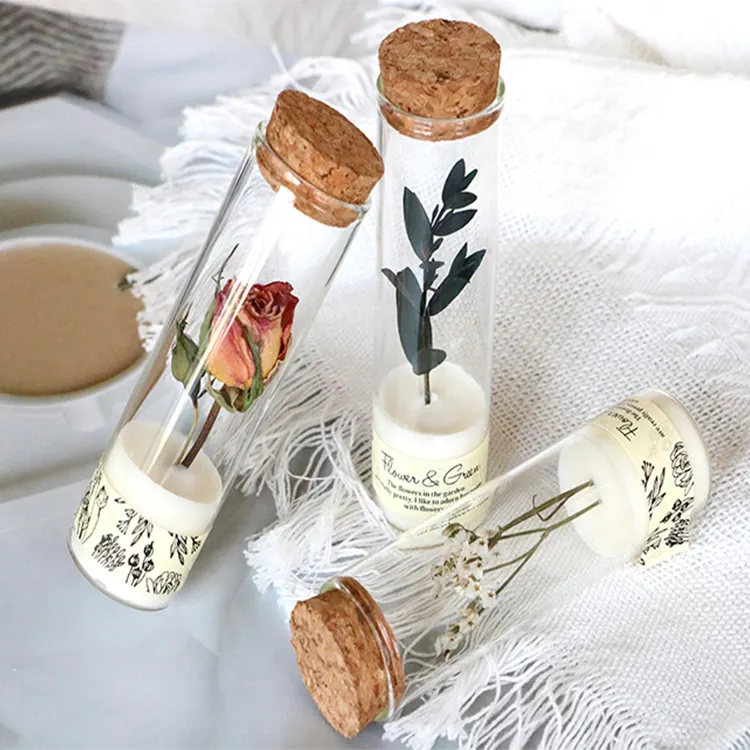 Yunnan Supplier Custom Flower Aromatherapy Scented Candles Dried Flower Soy Glass Candle Jar