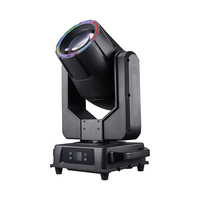 Cabeza móvil LED de haz de luz para exteriores de 380W, IP55 impermeable, RGBW con anillo de halo, activación por sonido/control DMX512, 8000K, para clubes, fiestas y bodas