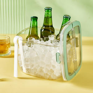 Seau à glace rectangulaire Xiaohongshu en plastique pour pique-nique en extérieur, conteneur de stockage de boissons portable avec poignée - Product Image 4