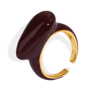 Luxury Vintage Open <b>Adjustable</b> <b>Ring</b> for Women | Teardrop Enamel Design with Gold Plated Copper | Fashion Statement Jewelry - Product Image 1