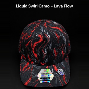 Casquette de golf camouflage rouge et noir, motif tourbillon liquide, impression numérique imperméable, 5 panneaux, perforations laser, respirante, visière incurvée, pour hommes et femmes - Product Image 2