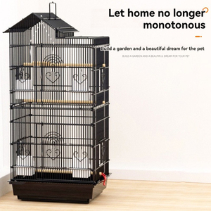 Новый выпуск, модная двухслойная переносная компактная металлическая клетка для попугая с аксессуарами высотой 100 см - Product Image 3