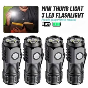 ไฟฉายพกพาพลังสูงพิเศษ ชาร์จได้ 10W LED กำลังสูง ไฟฉายยุทธวิธีขนาดเล็ก พร้อมคลิปหนีบปากกา ซูมได้ ใช้กลางแจ้ง - Product Image 1