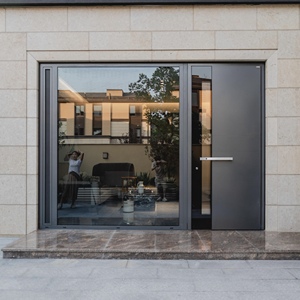 <span class=keywords><strong>Porte</strong></span> à battants en aluminium à rupture de pont thermique résistante aux ouragans <span class=keywords><strong>avec</strong></span> grande fenêtre, étanche et insonorisée pour <span class=keywords><strong>entrée</strong></span> de villa ou <span class=keywords><strong>d</strong></span>'hôtel - Product Image 1