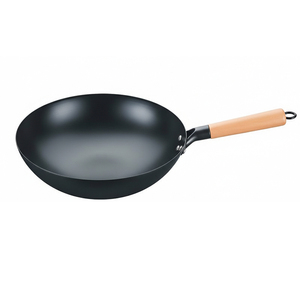 <span class=keywords><strong>Wok</strong></span> Chinês Sem Revestimento Químico, Woks de Aço Carbono Pré-temperados com Cabo de Madeira para Uso em Restaurantes e Cozinhas de Hotéis - Product Image 2