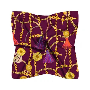 custom printing 90*90cm luxury silk shawls for women