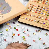 291 épingles à tête ronde en plastique Art Déco, motifs drapeaux nationaux, pour dessin créatif et cartes de voyage mondial