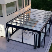 Kit de véranda moderne et contemporain en alliage d'aluminium à toit plat pour jardin, maison d'hôtes, cour et usage extérieur