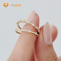 Cincin Emas Padat 14K Custom dengan Berlian Laboratorium Alternatif, Cincin Eternity Band Perhiasan Mewah untuk Wanita