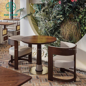 Set di Tavoli e Sedie in Legno Bianco per Caffetteria e Ristorante, Divano per Bar - Product Image 5