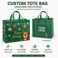 Sac fourre-tout en non-tissé de Noël en gros, réutilisable pour les kits cadeaux de communication de Noël, les événements presse de fin d'année, sac promotionnel avec logo personnalisé