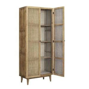 Buffet à 2 portes en bois naturel avec décoration en rotin pour la cuisine, la salle à manger et la chambre - Meubles pour la maison - Product Image 2