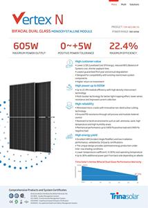 Panel Solar Trina Vertex N, Tipo N, I-TOPCon, Bifacial, Doble Vidrio, Módulo Monocristalino TSM-NEG19RC.20, 585w, 590w, 595w, 600w, 610w - Product Image 2