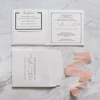 Set Undangan Pernikahan Buku Kecil Putih Custom dengan Foil Emas untuk Upacara Pernikahan, Pertunangan, Pesta Ulang Tahun dengan Kartu RSVP