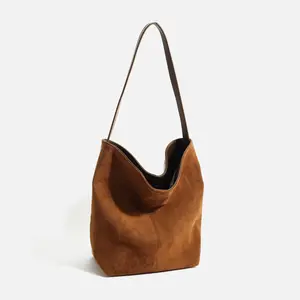 Suede Sack Handbags For Women Leather Shoulder Sack Bag Made In China Top Quality Leather For Ladies Candy Custom LOGO