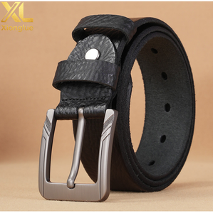 Cinturones de Cuero Genuino Reversibles de Doble Cara en Color Negro de Lujo Personalizados de Fábrica para Hombre - Product Image 3