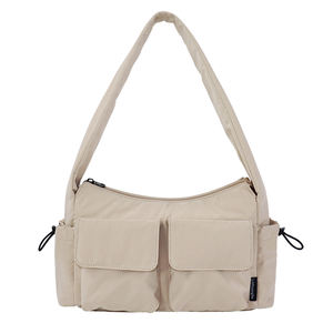 SENDA กระเป๋าสะพายไหล่เดี่ยวแฟชั่นเรียบง่ายมีสไตล์พร้อมช่องใส่ของหลายช่องวัสดุโพลีเอสเตอร์รายละเอียดโบว์สำหรับการเดินทางในชีวิตประจำวัน - Product Image 1