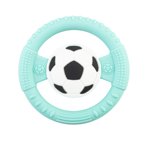 Anneau de dentition circulaire en silicone pour bébé, en forme de volant de football, doux au toucher, jouet sensoriel pour nourrisson et tout-petit, prix de gros - Product Image 1