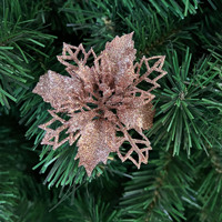 Vente en gros d'ornements de Noël artificiels scintillants fleurs avec tige pour décorations d'arbre de Noël décoration de fête à la maison