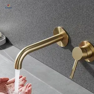 Nero bagno in ottone a parete a scomparsa a cascata fredda calda lavabo rubinetto miscelatore rubinetto